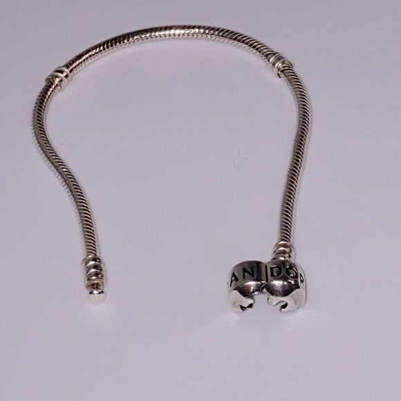 Pandora Moments Barrel Clasp Snake Chain Bracelet 925 Silver - Picture 11 of 12